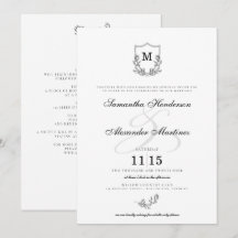 Elegant Svartvit Vapensköld med Bröllop