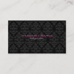 Elegant Svartvit Vintage Blommigt Damask 7 Visitkort