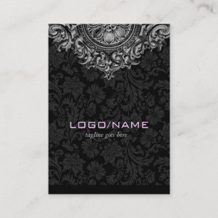 Elegant Svartvit Vintage Blommigt för ornament Visitkort