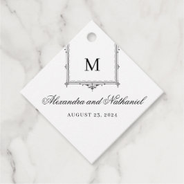 Elegant Svartvit Vintage Monogram Gift-Märkre Gåvor Etiketter