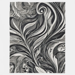Elegant - svartvitt Abstrakt Fleecefilt