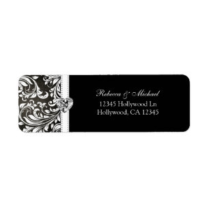 Elegant Svartvitt-Adressetiketter Returadress Etikett