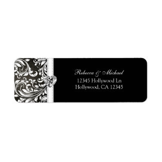 Elegant Svartvitt-Adressetiketter Returadress Etikett