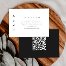 Elegant Svartvitt Bröllop OSA med QR-kod