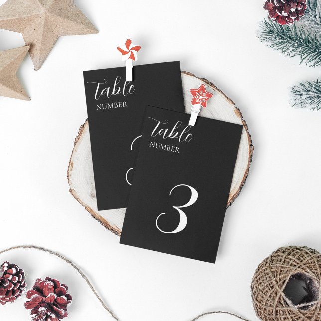 Elegant Svartvitt Bröllop tema Bordsnummer (Table number card for proper seating arrangements to your guests)