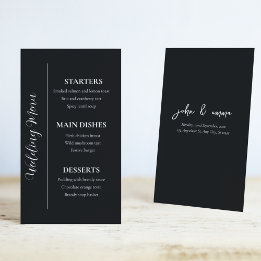 Elegant Svartvitt Bröllop tema Meny