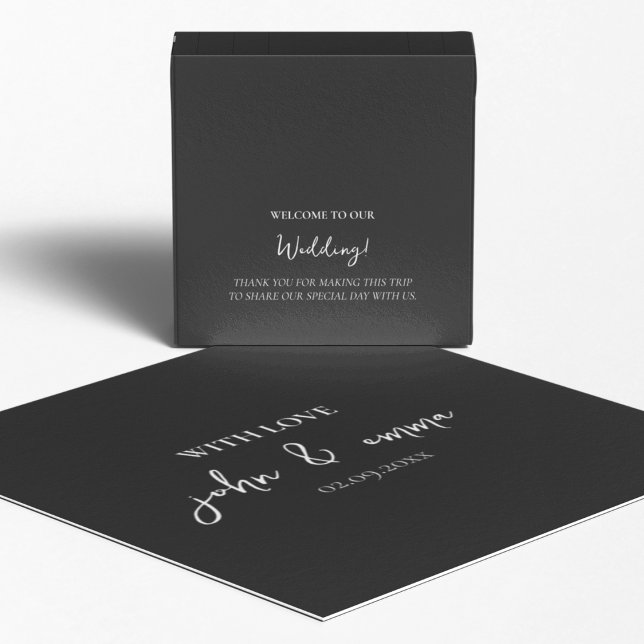 Elegant Svartvitt Bröllop tema Presentaskar (Return gift box with a welcome note for thanking your guests)