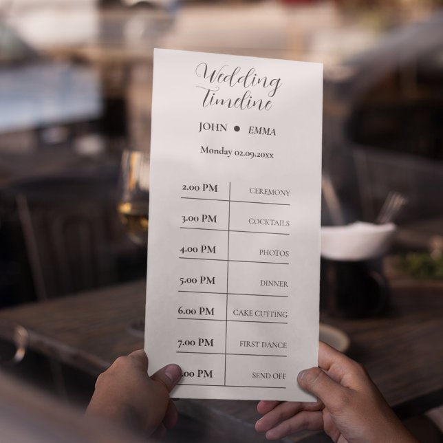 Elegant Svartvitt Bröllop tema Program (Wedding Timeline list is more important, then why wait try out this card)