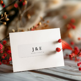 Elegant Svartvitt Bröllop tema Returadress Etikett