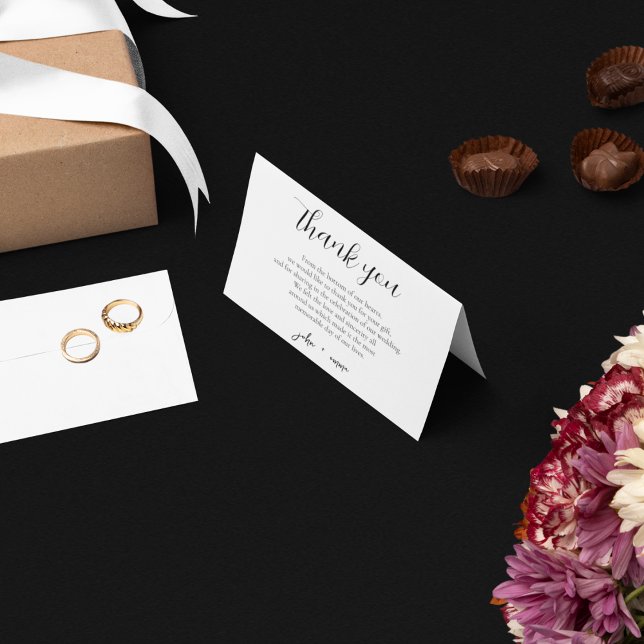 Elegant Svartvitt Bröllop tema Tack Kort (Thank your guests for attending your wedding with a simple note)