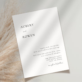 Elegant Svartvitt enkelt minimalistiskt Bröllop Inbjudningar