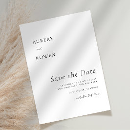 Elegant Svartvitt enkelt minimalistiskt Bröllop Spara Datumet