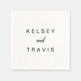 Elegant Svartvitt enkelt Modern Bröllop Pappersservett