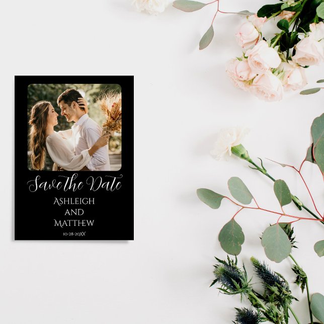 Elegant, svartvitt foto spara datumet (Skapare uppladdad)