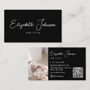 Elegant svartvitt fotokod QR-kod Visitkort