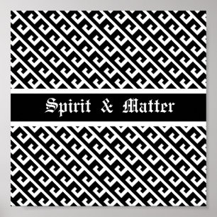 Elegant Svartvitt Geometric Mönster Poster