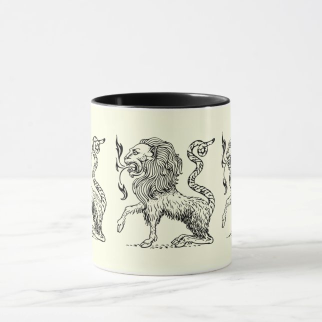 Elegant Svartvitt Lejont skal - Vintage Mugg (Center)