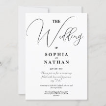 Elegant Svartvitt minimalistiskt Bröllop