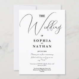 Elegant Svartvitt minimalistiskt Bröllop Inbjudningar