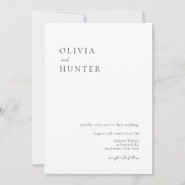 Elegant Svartvitt minimalistiskt Bröllop Inbjudningar