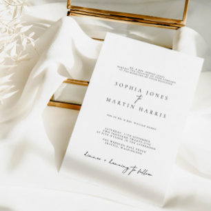 Elegant Svartvitt minimalistiskt Bröllop Inbjudningar