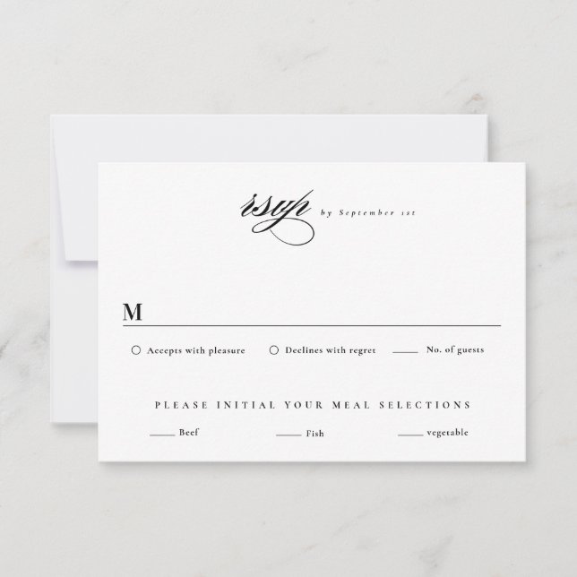 Elegant Svartvitt minimalistiskt Bröllop OSA Kort (Framsida)