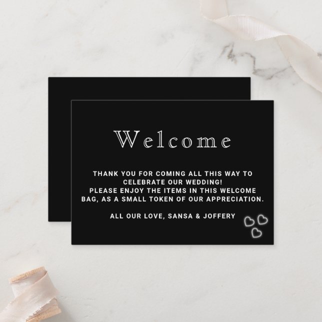 Elegant Svartvitt minimalistiskt Bröllop Placeringskort (Fram/Back In Situ)