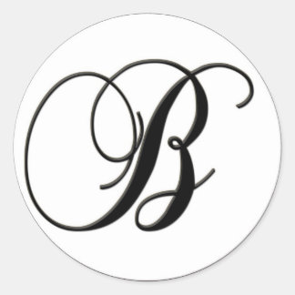 Elegant Svartvitt monogram - B - Anpassat Runt Klistermärke