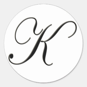 Elegant Svartvitt Monogram K Runt Klistermärke