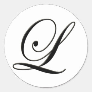 Elegant Svartvitt Monogram L Runt Klistermärke
