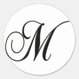Elegant Svartvitt Monogram M Runt Klistermärke