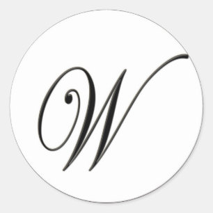 Elegant Svartvitt Monogram W Runt Klistermärke