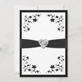 Elegant Svartvitt Monogrammed-inbjudan Inbjudningar