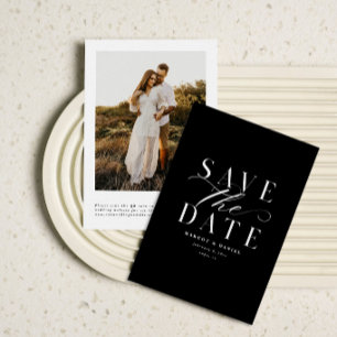 Elegant svartvitt Spara datum ett foto QR Spara Datumet