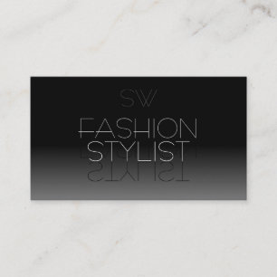 Elegant Svartvitt Spegel med Monogram Visitkort