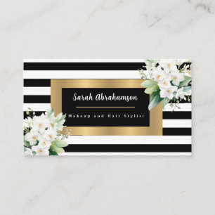 Elegant Svartvitt stripe Visitkort