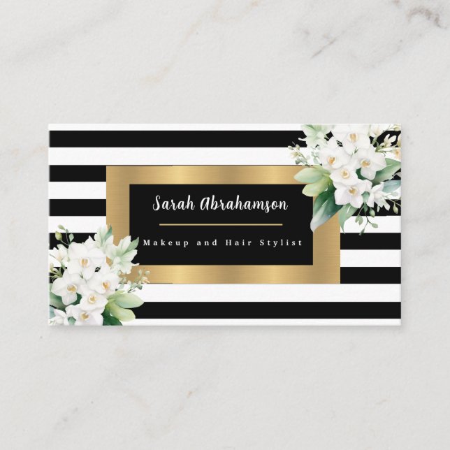 Elegant Svartvitt stripe Visitkort (Framsida)