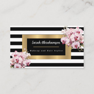 Elegant Svartvitt stripe Visitkort
