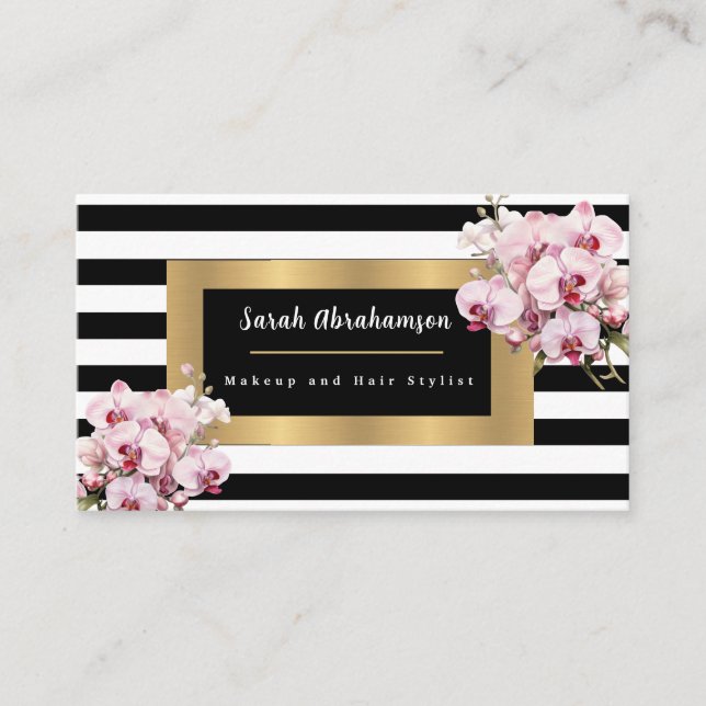 Elegant Svartvitt stripe Visitkort (Framsida)