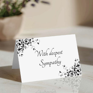 Elegant Svartvitt Swirls Sympathy Kort