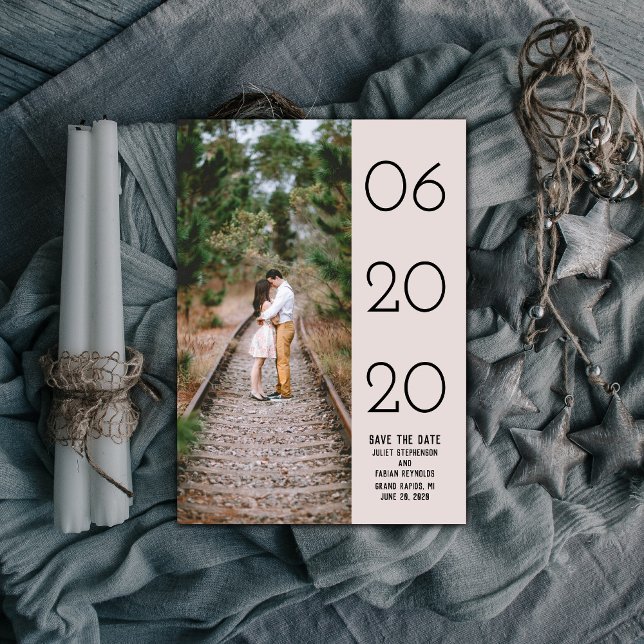 Elegant Svep foto Spara datum | Mauve Datumet (Mauve Elegant Side Swept Photo Save the Date)