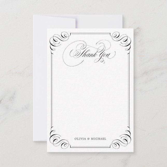 Elegant svepande kalligrafi vintage tack (Framsida)