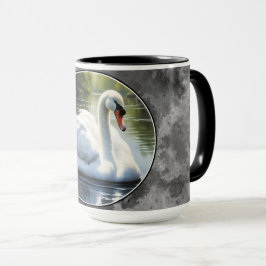 Elegant Swan is Swimming  in Water Mugg