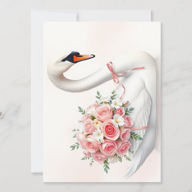 Elegant Swan with Roses Meddelande (Framsida)