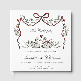 Elegant Swans Love Story Wedding Day Guest Book Gästböcker