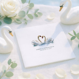 Elegant Swans Names Date Wedding Pappersservett