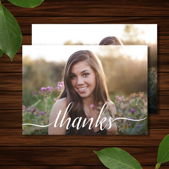 Elegant Sweet 16 2-sidig foto Birthday-Tack Tack Kort (Photo Thank You Card)