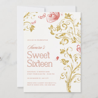 Elegant Sweet 16 Birthday Party Invitation - Peach Inbjudningar