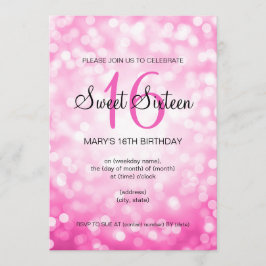 Elegant Sweet 16 Birthday Rosa Glitter Ljus Inbjudningar