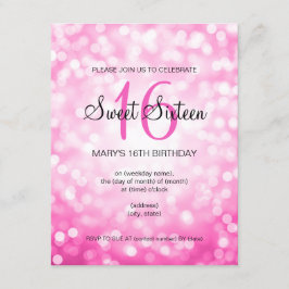 Elegant Sweet 16 Birthday Rosa Glitter Ljus Inbjudningar